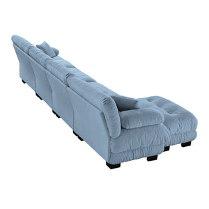 English Elm Free Modular Sectional Sofa - L-Shaped Cloud Couch With Convertible Ottoman & Chic Chenille Blue Finish W714S01179