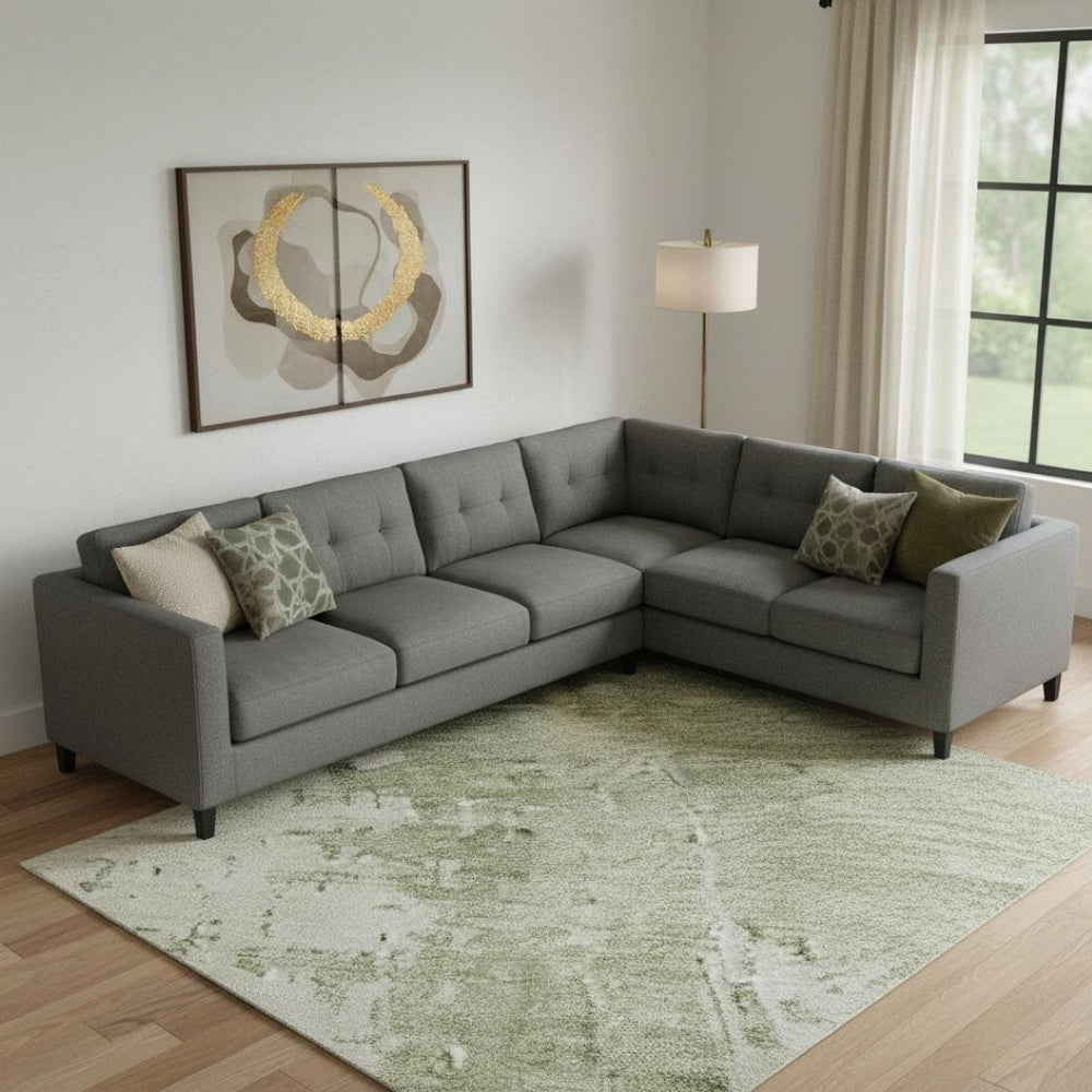 HomeRoots 9' X 12' Sage and Ivory Abstract Washable Area Rug with UV Protection for High-Traffic Homes 696031