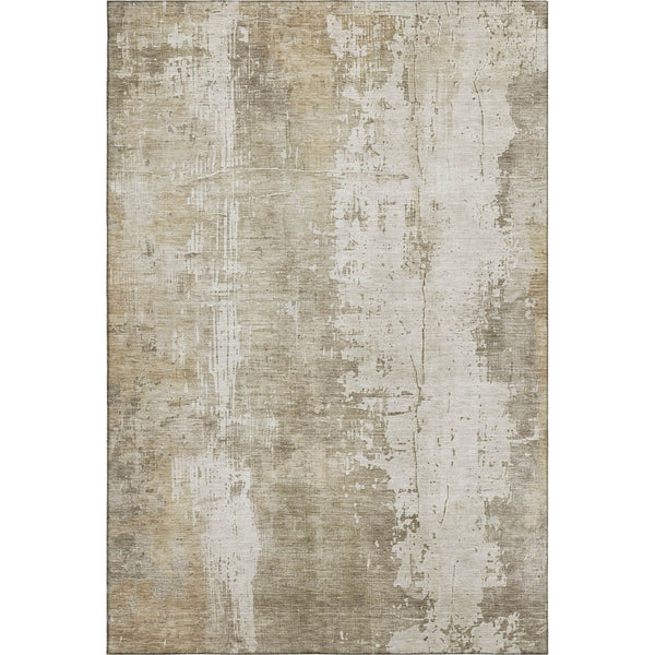 HomeRoots 9' X 12' Taupe and Ivory Abstract Area Rug - Durable, Washable, Stain-Resistant with UV Protection! 696037