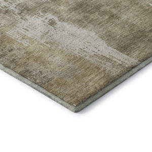 HomeRoots 9' X 12' Taupe and Ivory Abstract Area Rug - Durable, Washable, Stain-Resistant with UV Protection! 696037