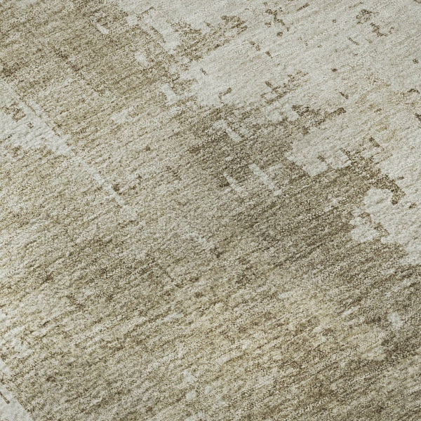 HomeRoots 9' X 12' Taupe and Ivory Abstract Area Rug - Durable, Washable, Stain-Resistant with UV Protection! 696037