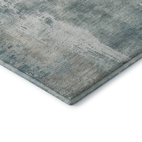HomeRoots 9' X 12' Turquoise and Ivory Abstract Area Rug - Stylish, Washable, UV-Protected & Durable Design 696043