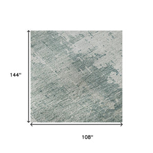 HomeRoots 9' X 12' Turquoise and Ivory Abstract Area Rug - Stylish, Washable, UV-Protected & Durable Design 696043