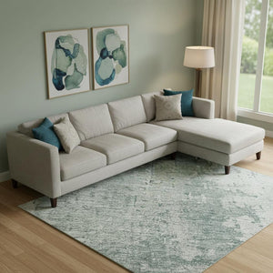 HomeRoots 9' X 12' Turquoise and Ivory Abstract Area Rug - Stylish, Washable, UV-Protected & Durable Design 696043