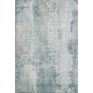 HomeRoots 10' X 14' Turquoise & Ivory Abstract Washable Area Rug - UV Protected, Durable, Easy-Care Design! 696044