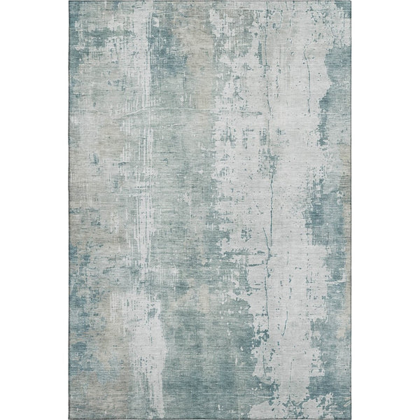 HomeRoots 10' X 14' Turquoise & Ivory Abstract Washable Area Rug - UV Protected, Durable, Easy-Care Design! 696044