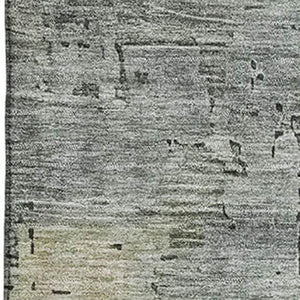 HomeRoots 8' X 10' Artichoke Green Charcoal Silver Abstract Rug - Washable, UV-Protected, Stain-Resistant Elegance! 696048
