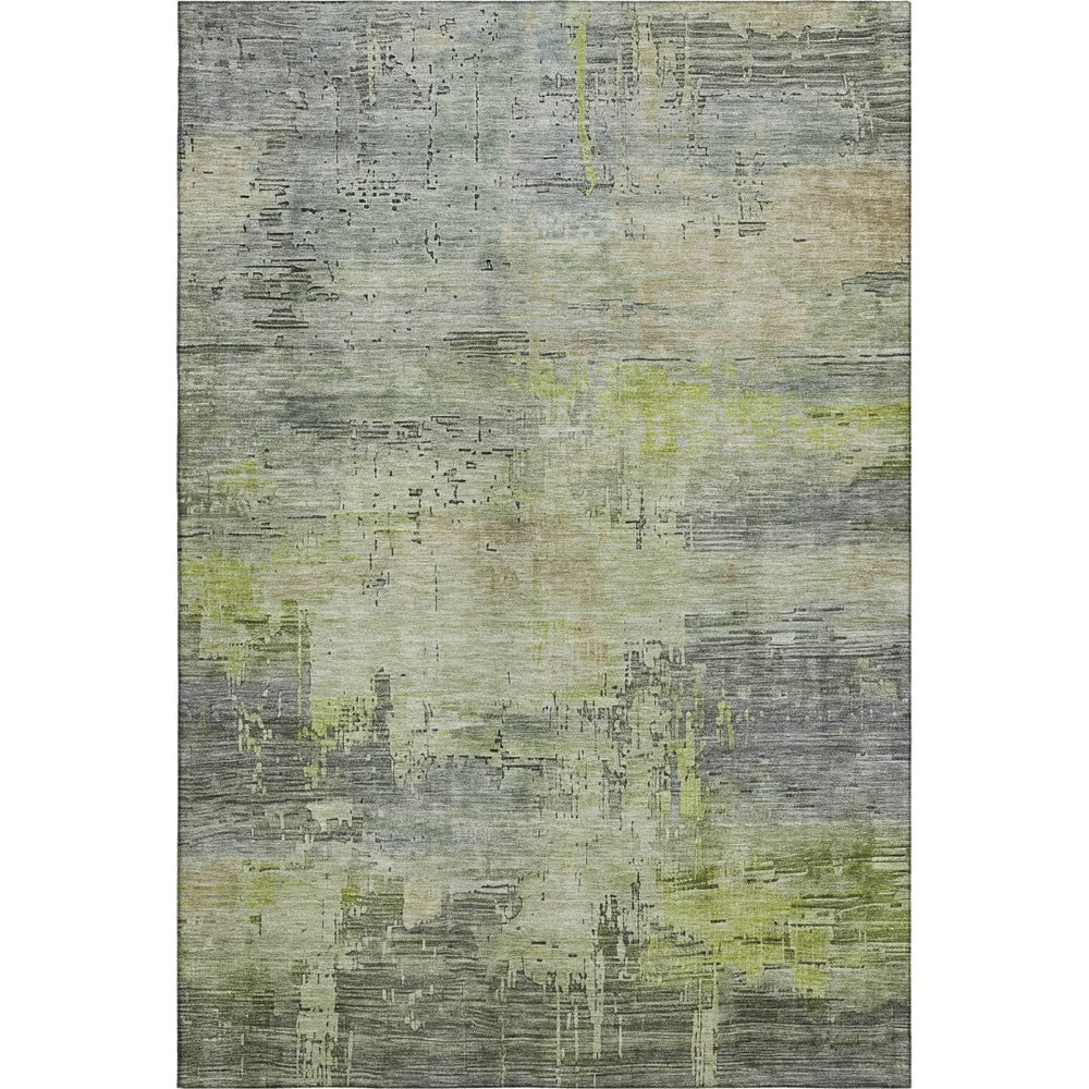 HomeRoots 10' X 14' Artichoke Green Abstract Washable Area Rug with UV Protection - Durable & Stylish Design 696050
