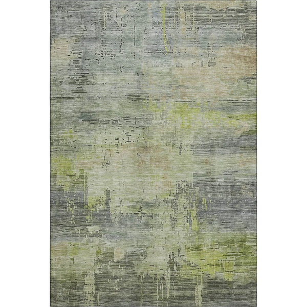 HomeRoots 10' X 14' Artichoke Green Abstract Washable Area Rug with UV Protection - Durable & Stylish Design 696050