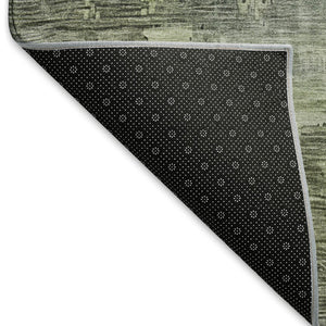 HomeRoots 10' X 14' Artichoke Green Abstract Washable Area Rug with UV Protection - Durable & Stylish Design 696050