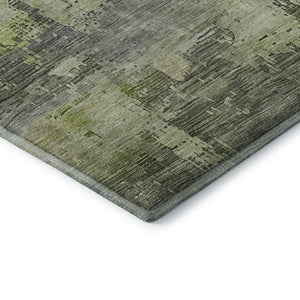 HomeRoots 10' X 14' Artichoke Green Abstract Washable Area Rug with UV Protection - Durable & Stylish Design 696050