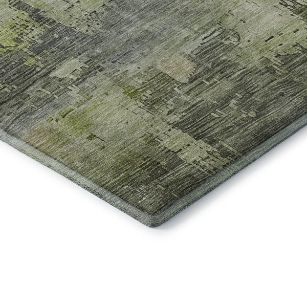HomeRoots 10' X 14' Artichoke Green Abstract Washable Area Rug with UV Protection - Durable & Stylish Design 696050