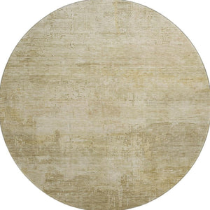 HomeRoots 8' Beige And Wheat Abstract Round Rug - Washable, UV-Protected, Stain-Resistant, Non-Slip Design 696053