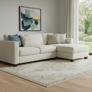 HomeRoots 8' X 10' Abstract Beige & Wheat Washable Area Rug – Durable, UV-Protected, Perfect for Any Space! 696054