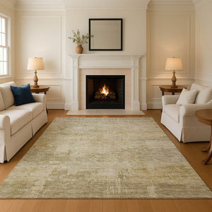 HomeRoots 8' X 10' Abstract Beige & Wheat Washable Area Rug – Durable, UV-Protected, Perfect for Any Space! 696054