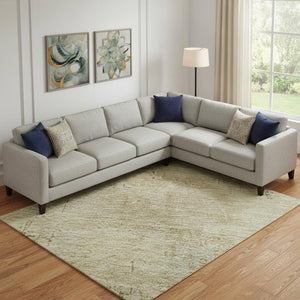 HomeRoots 10' X 14' Abstract Beige and Wheat Area Rug - Washable, UV-Protected, Durable for Modern Spaces 696056