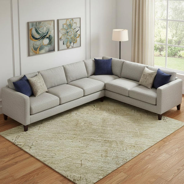HomeRoots 10' X 14' Abstract Beige and Wheat Area Rug - Washable, UV-Protected, Durable for Modern Spaces 696056
