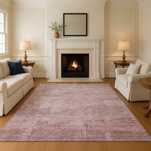 HomeRoots 5' X 8' Blush & Mauve Abstract Washable Area Rug – Kid & Pet Friendly with UV Protection & Non-Slip Backing 696058