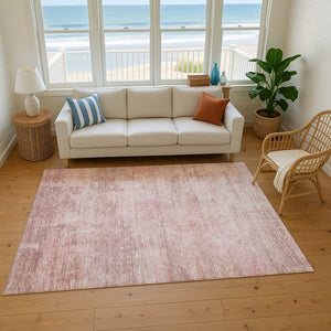 HomeRoots 5' X 8' Blush & Mauve Abstract Washable Area Rug – Kid & Pet Friendly with UV Protection & Non-Slip Backing 696058