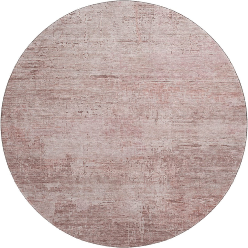 HomeRoots 8' Blush and Mauve Abstract Round Rug – Washable, Stain-Resistant, UV-Protected for Home Comfort 696059