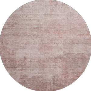 HomeRoots 8' Blush and Mauve Abstract Round Rug – Washable, Stain-Resistant, UV-Protected for Home Comfort 696059
