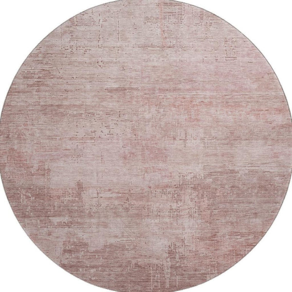 HomeRoots 8' Blush and Mauve Abstract Round Rug – Washable, Stain-Resistant, UV-Protected for Home Comfort 696059