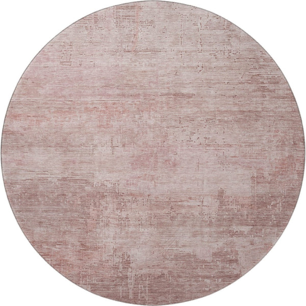 HomeRoots 8' Blush and Mauve Abstract Round Rug – Washable, Stain-Resistant, UV-Protected for Home Comfort 696059