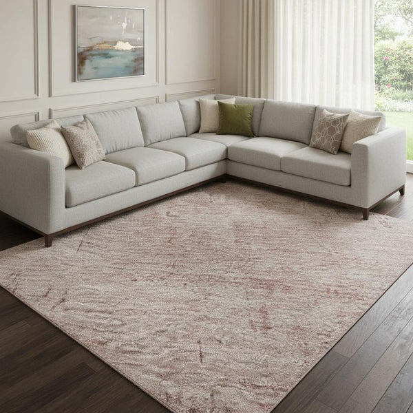 HomeRoots 8' X 10' Blush & Mauve Abstract Area Rug - Washable, UV-Protected, Durable, and Stylish Design! 696060
