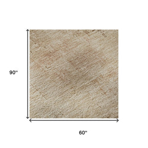 HomeRoots 5' X 8' Coral & Beige Abstract Area Rug - Washable, UV Protected, Perfect for Modern Living Spaces! 696064