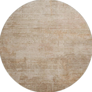 HomeRoots 8' Coral and Beige Abstract Washable Round Rug - Durable, UV-Protected, Ideal for Busy Homes 696065