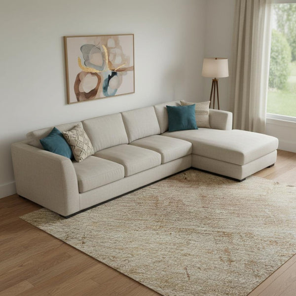 HomeRoots 9' X 12' Coral and Beige Abstract Washable Area Rug with UV Protection for Stylish, Busy Homes 696067