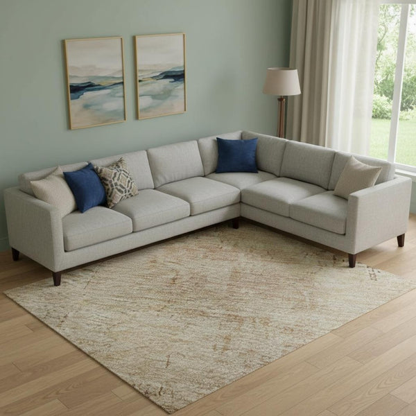 HomeRoots 10' Coral and Beige Abstract Washable Area Rug - Durable, Stylish, UV Protected for Homes with Kids & Pets 696068