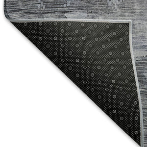 HomeRoots 5' Gray and Blue Abstract Washable Area Rug - Durable, Stain-Resistant, UV-Protected for Homes 696070