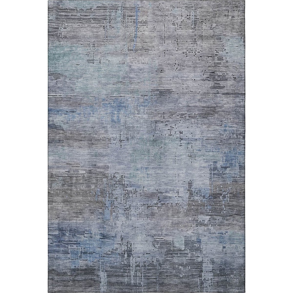 HomeRoots 8' X 10' Gray and Blue Abstract Washable Area Rug - Durable, UV-Protected, Perfect for Families! 696072