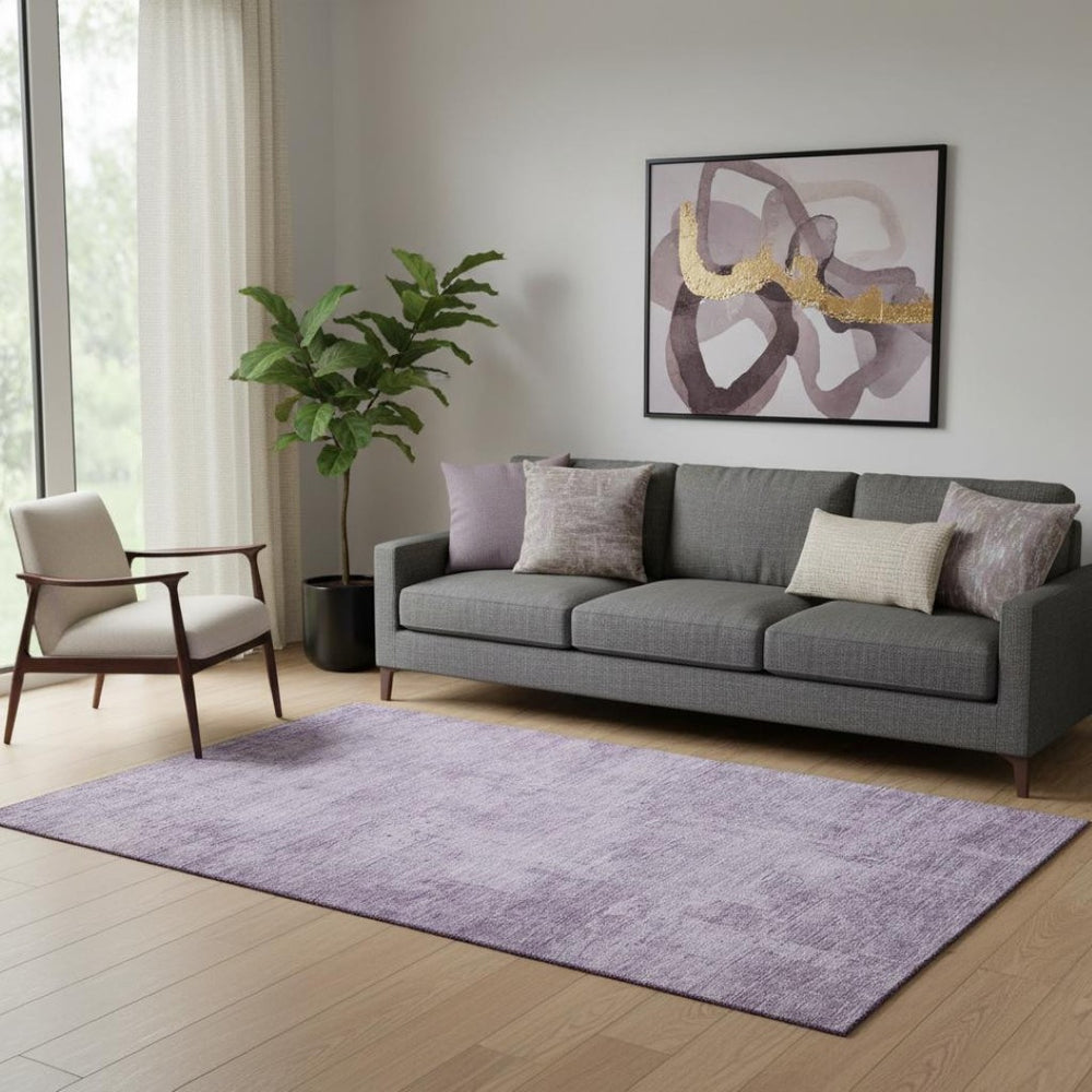 HomeRoots 5' X 8' Modern Lavender & Purple Abstract Washable Area Rug with UV Protection for Family Homes 696076