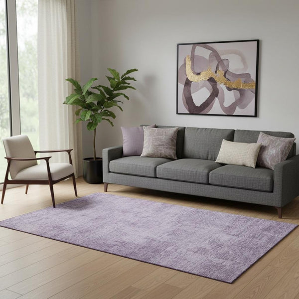 HomeRoots 5' X 8' Modern Lavender & Purple Abstract Washable Area Rug with UV Protection for Family Homes 696076