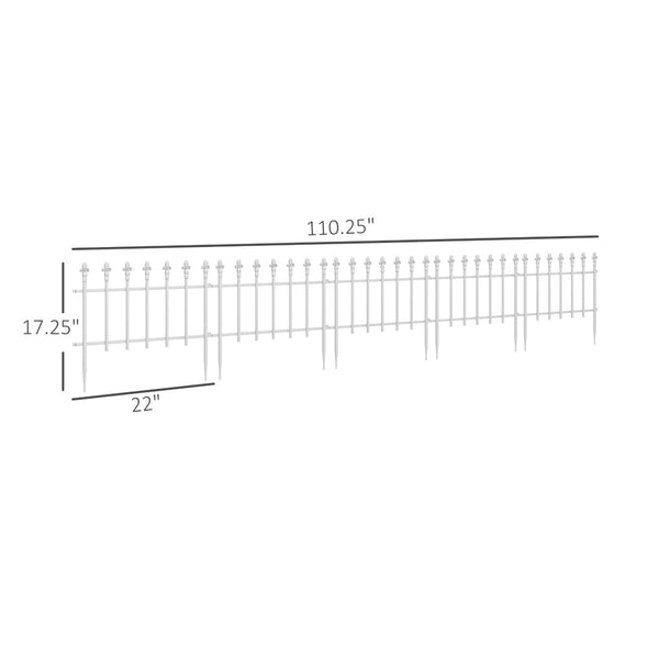 English Elm Outsunny White Powder Coated Steel Garden Border Fence Panels Flexible Landscape Edging W2225P174528