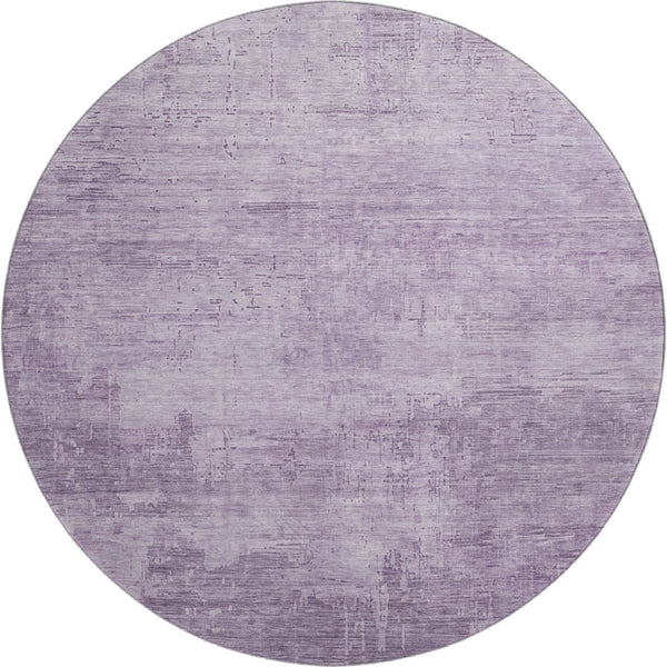 HomeRoots 8' Lavender and Purple Abstract Round Rug - Washable, UV Protected, Stain Resistant for Modern Spaces 696077