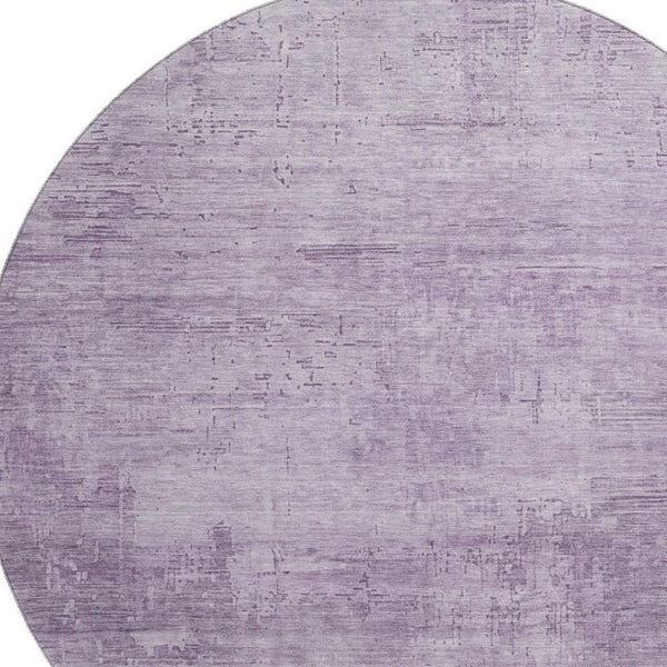 HomeRoots 8' Lavender and Purple Abstract Round Rug - Washable, UV Protected, Stain Resistant for Modern Spaces 696077