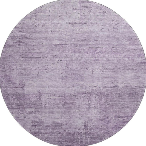 HomeRoots 8' Lavender and Purple Abstract Round Rug - Washable, UV Protected, Stain Resistant for Modern Spaces 696077