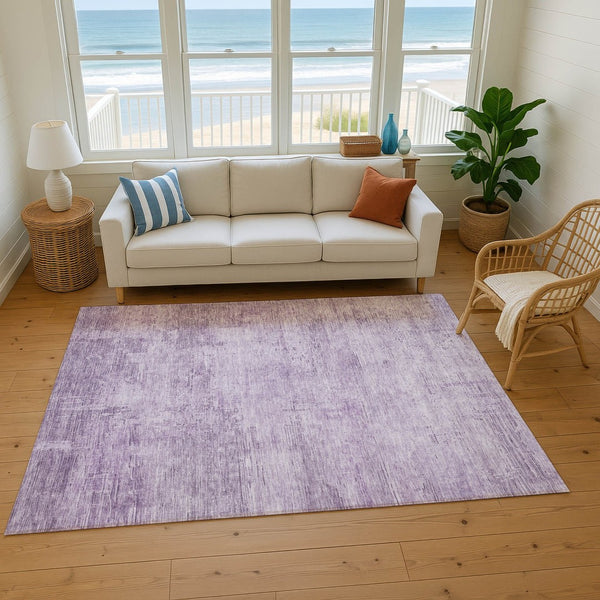 HomeRoots 8' X 10' Abstract Lavender and Purple Area Rug - Washable, UV Protected, Stain Resistant Comfort 696078