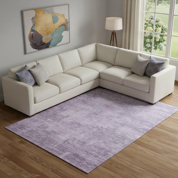 HomeRoots 9' X 12' Lavender Purple Abstract Area Rug - Durable, Stain Resistant, UV Protected, Non-Slip Design 696079