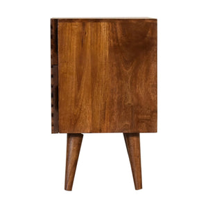 English Elm Soild Solid Wood Lille 2 Drawer Bedside Table - Handcrafted Mango Wood With Modern Design & Storage Solution B182P186202-GIGA