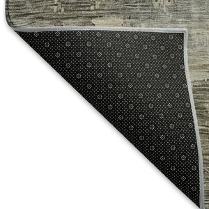 HomeRoots 5' X 8' Pewter & Wheat Abstract Washable Area Rug - Stain-Resistant, UV Protected & Non-Slip Backing 696082