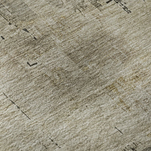 HomeRoots 5' X 8' Pewter & Wheat Abstract Washable Area Rug - Stain-Resistant, UV Protected & Non-Slip Backing 696082