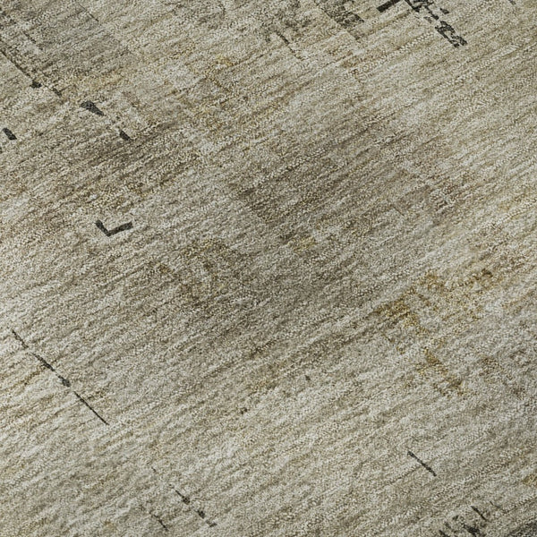 HomeRoots 5' X 8' Pewter & Wheat Abstract Washable Area Rug - Stain-Resistant, UV Protected & Non-Slip Backing 696082