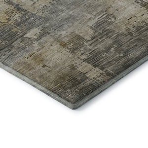 HomeRoots 8' Modern Abstract Washable Round Rug in Pewter & Wheat - UV Protected, Stain Resistant & Durable Design 696083