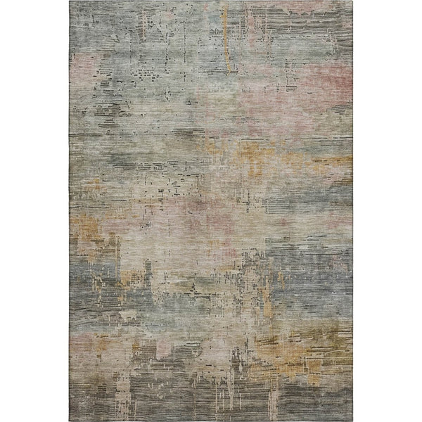 HomeRoots 8' X 10' Sage Gold Beige Abstract Washable Area Rug - Stylish, Durable, UV Protected & Easy Care 696090