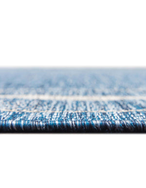 Unique Loom Outdoor Border Soft Border Machine Made Border Rug Blue, Ivory/Gray 13' 0" x 13' 0"