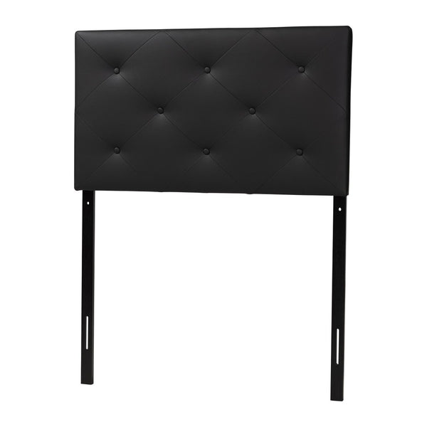 Baxton Studio Baxton Modern Twin Upholstered Headboard with Button-Tufted Design for Chic Bedroom Makeover Black BBT6431-Black-Twin HB